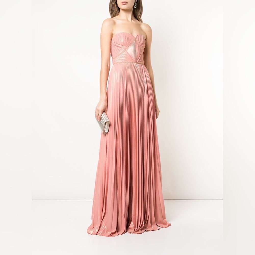 Marchesa coral pleated gown size 16